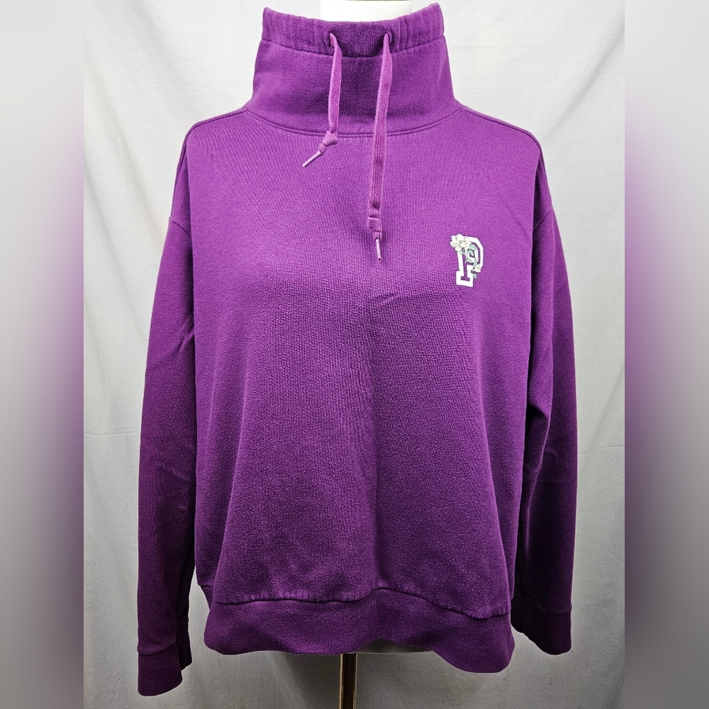 VS Pink Sweater & Sweatpants Purple Lg Floral Detail High Neck Ankle‎ Athleisure